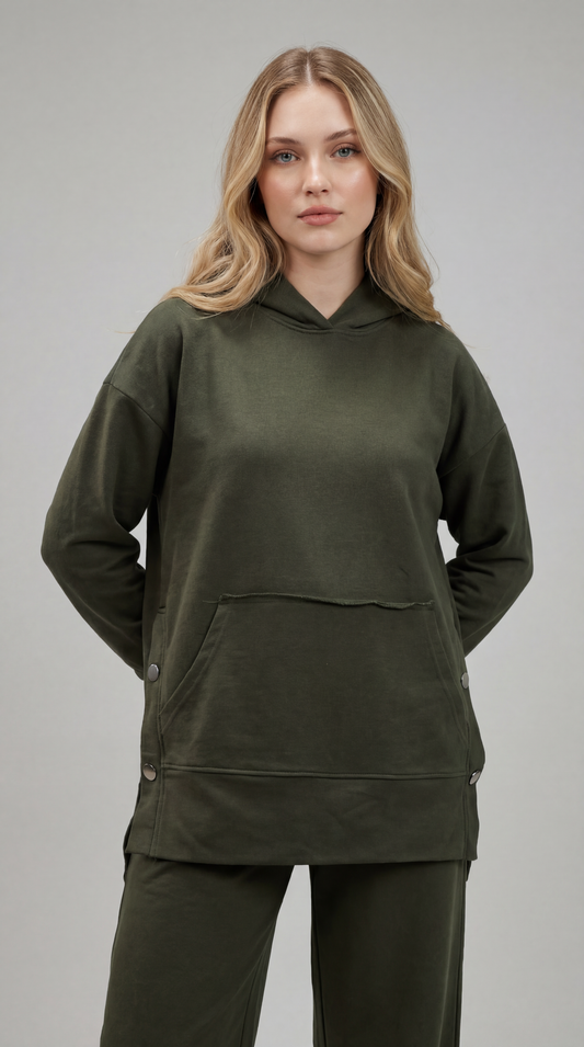 Relaxed Hoodie Set – Olive