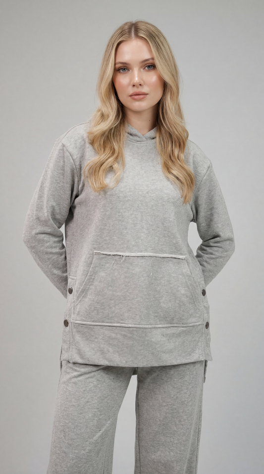 Relaxed Hoodie Set – Light Grey