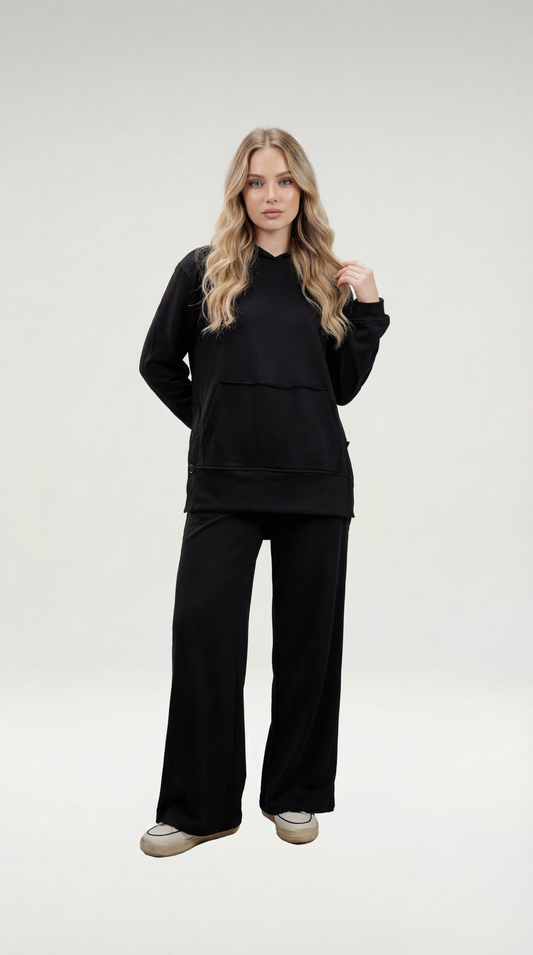 Relaxed Hoodie Set – Black