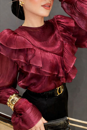 Oversized Crinkle Shimmer Blouse