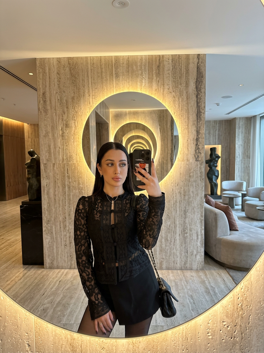 Dantel blouse-black