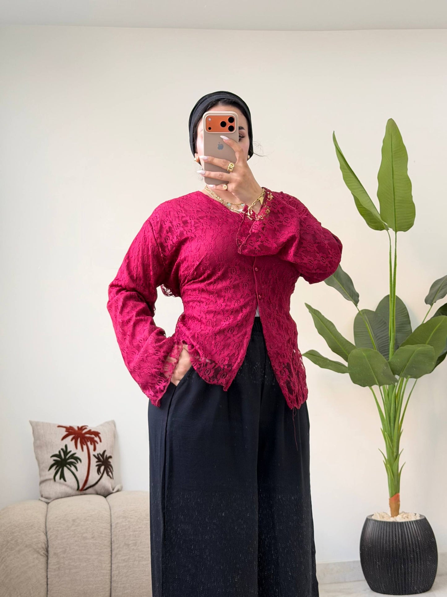 Classic Dantel Blouse -burgundy