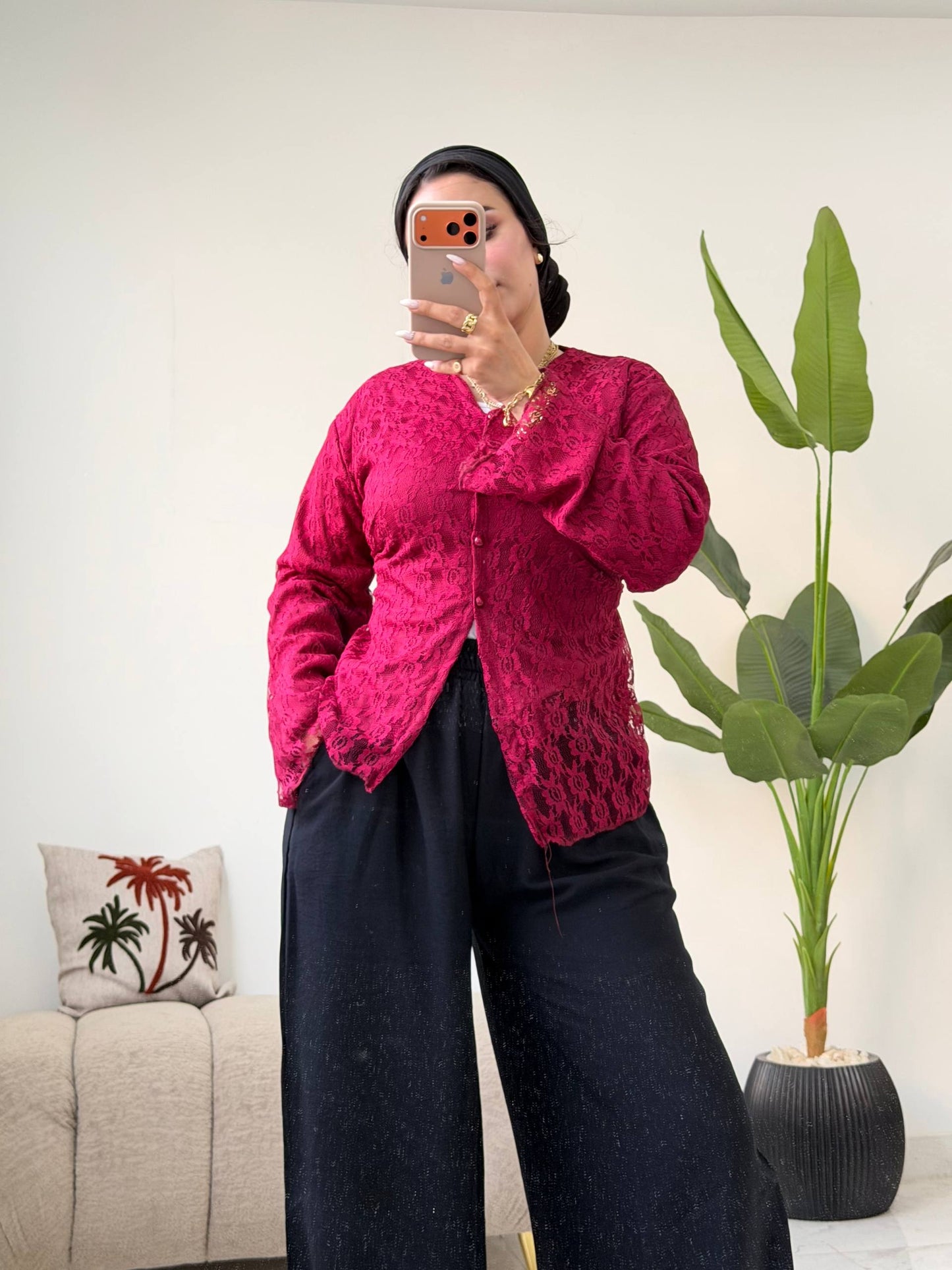 Classic Dantel Blouse -burgundy