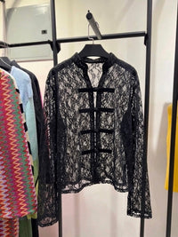 Dantel blouse-black
