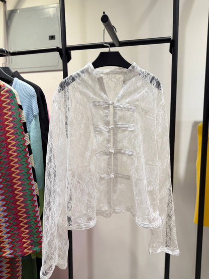 Dantel blouse-Full white