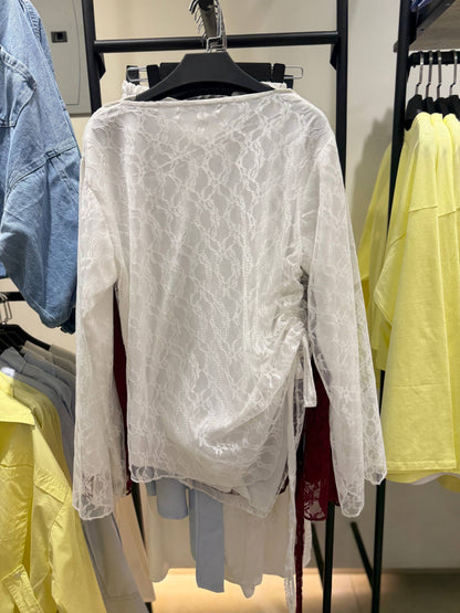 Side-Tie Dantel Blouse