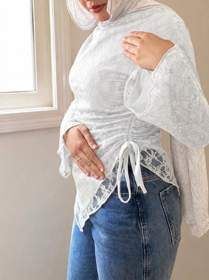 Side-Tie Dantel Blouse