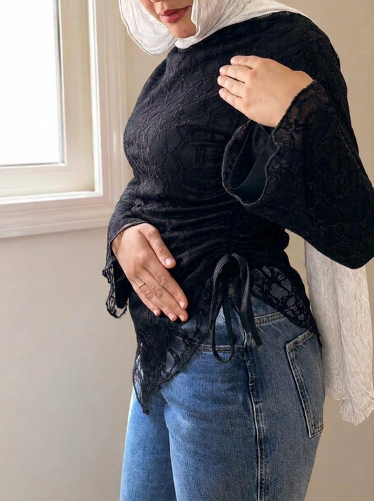 Side-Tie Dantel Blouse
