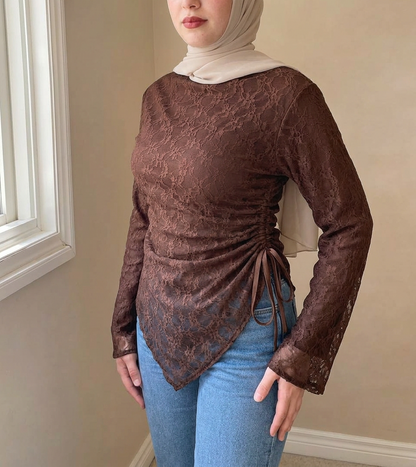 Side-Tie Dantel Blouse