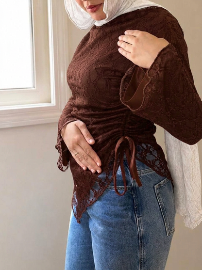 Side-Tie Dantel Blouse