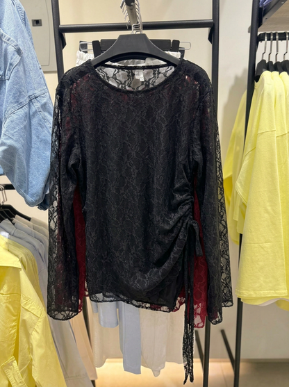 Side-Tie Dantel Blouse