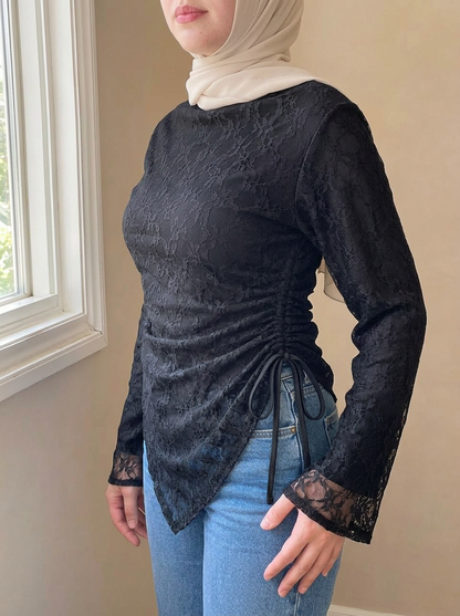 Side-Tie Dantel Blouse