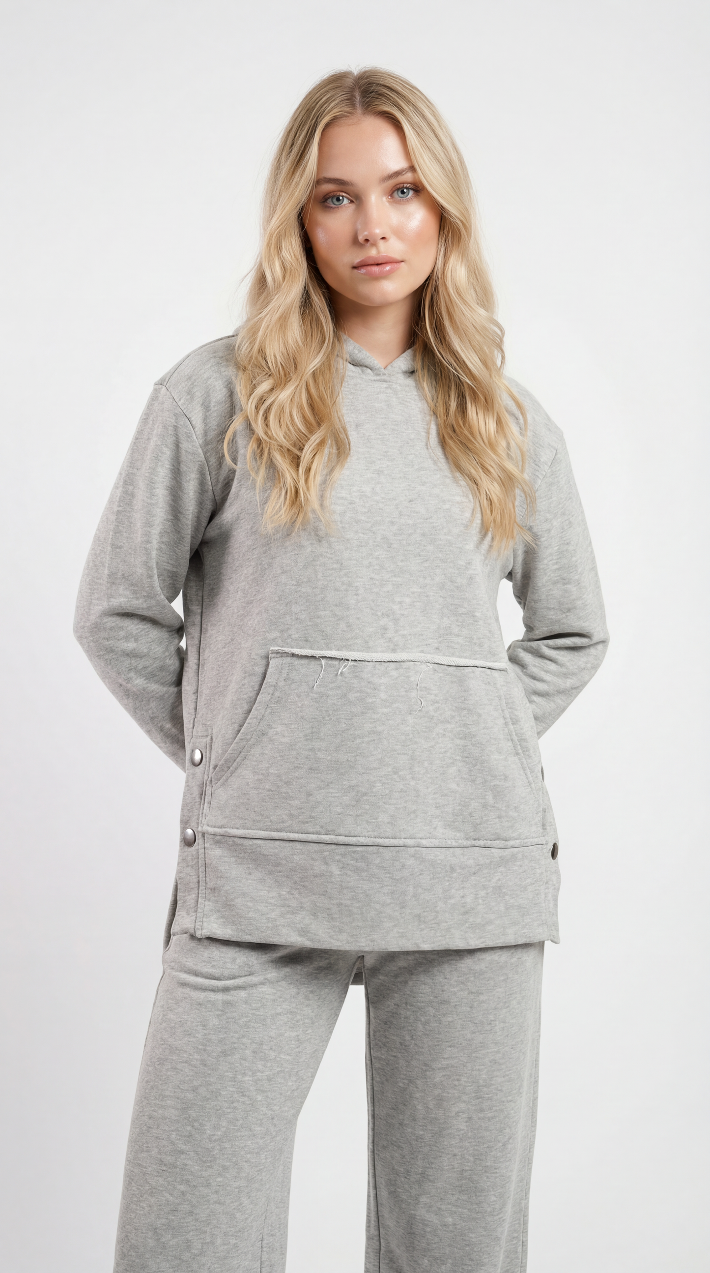 Relaxed Hoodie Set – Light Grey