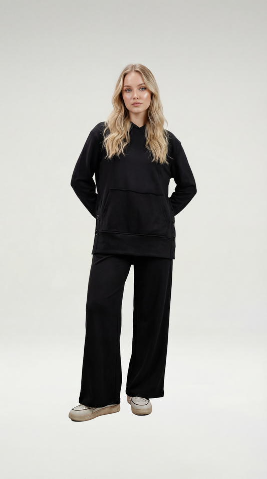 Relaxed Hoodie Set – Black